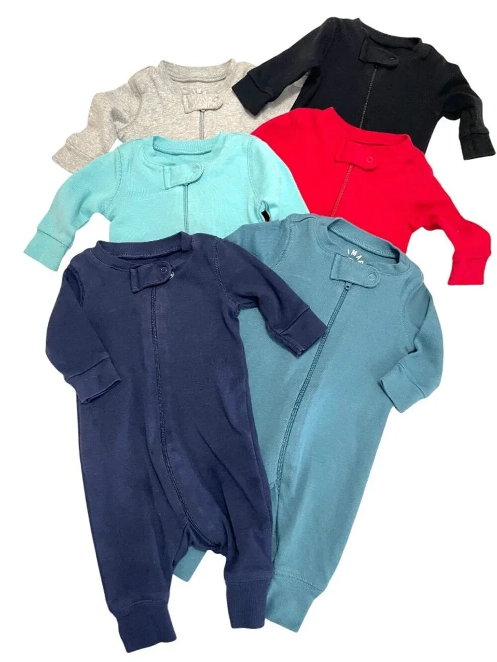 BUNDLE Primary Cotton Zip Front One Piece Sleepers Size Newborn Various Colors